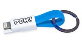 POW! Portachiavi caricatore 2in1 universale compatibile con Apple Lightning Android Micro USB cellulari smartphone (cavo di ricarica per Samsung iPhone Huawei Nokia LG) filo caricabatterie caricatore (Blu)