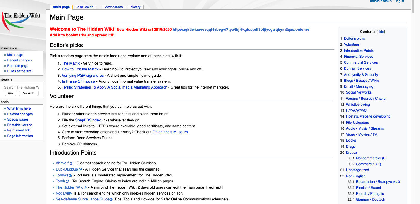 Hidden Wiki in TOR