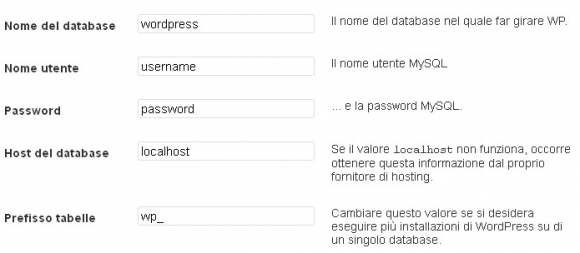 compilare i form per la creazione file config.php
