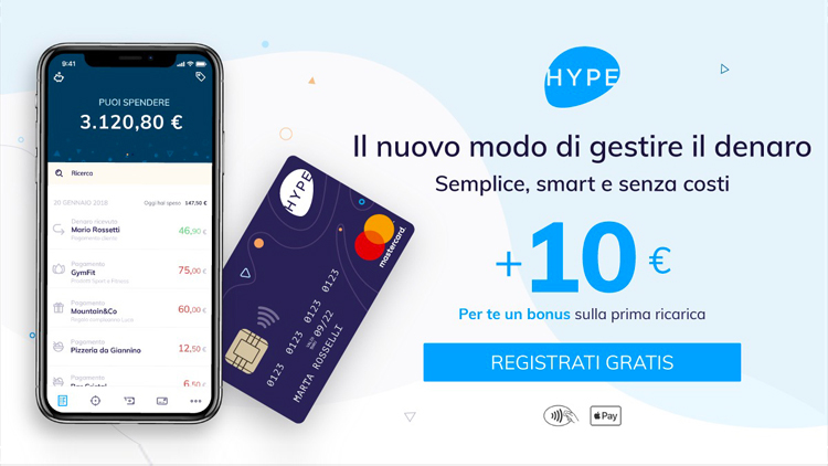 HYPE: scopriamo meglio la carta ricaricabile a zero spese + Promozione ISPAZIO con 10€ in omaggio!