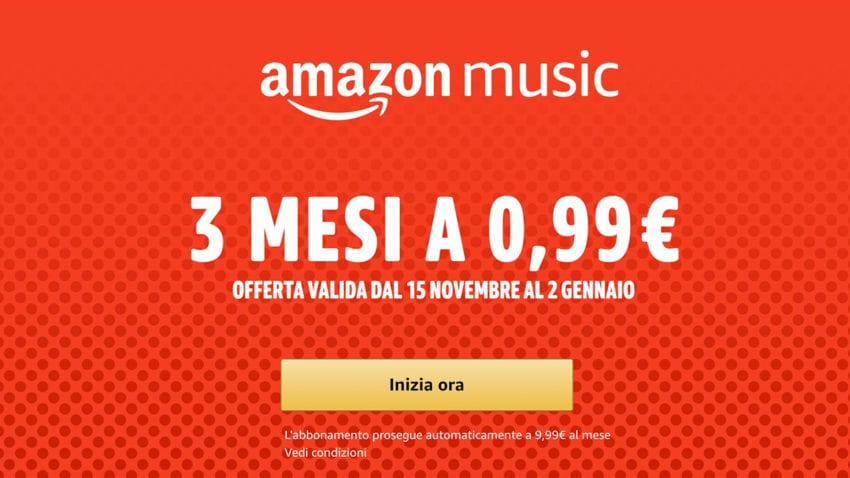 Amazon Music Unlimited: torna l’ottima promozione con 3 mesi di musica a soli 0,99€