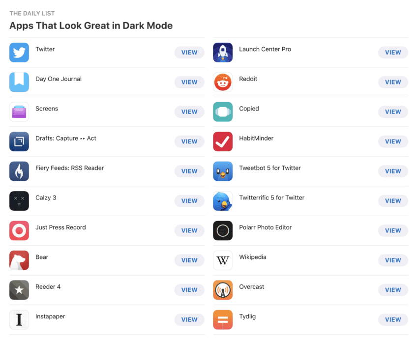L’App Store USA mostra già le applicazioni compatibili con la Dark Mode