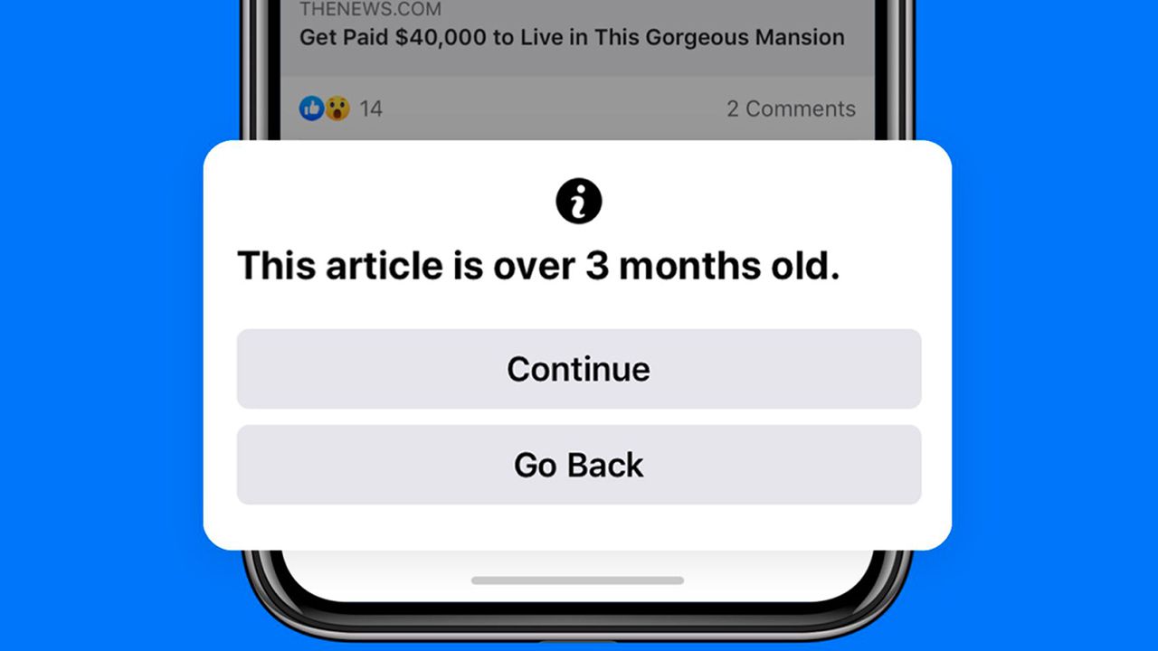 Facebook avviserà gli utenti prima che condividano vecchie notizie