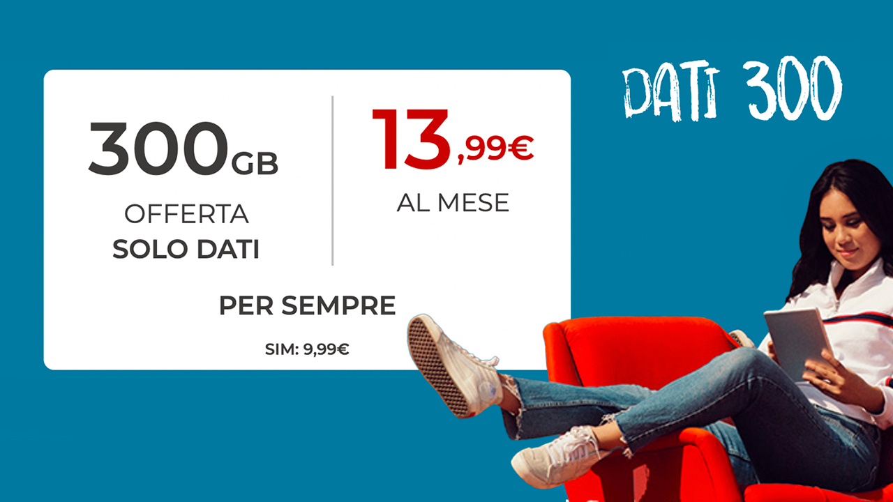 Dati 300: la nuova offerta Iliad per le SIM solo dati che offre 300GB a 13,99€ al mese