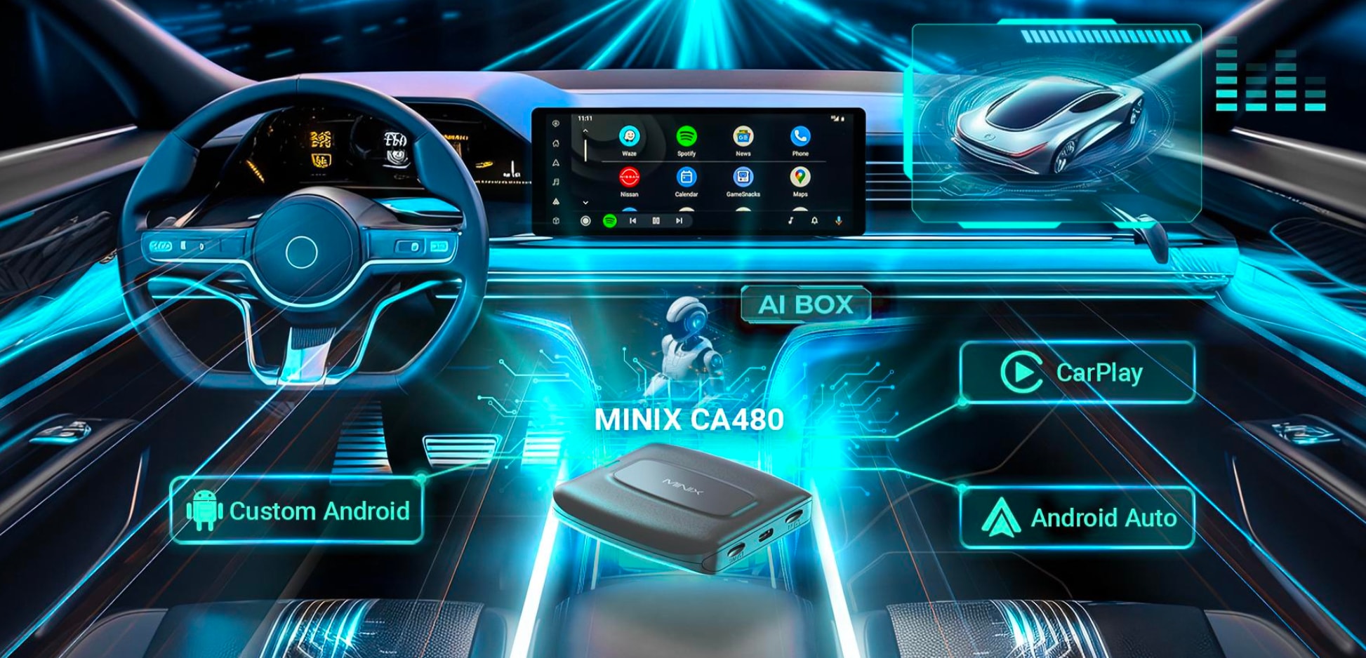 Minix è l’adattatore per auto uno e trino: CarPlay, Android Auto, e Android 12 completo!
