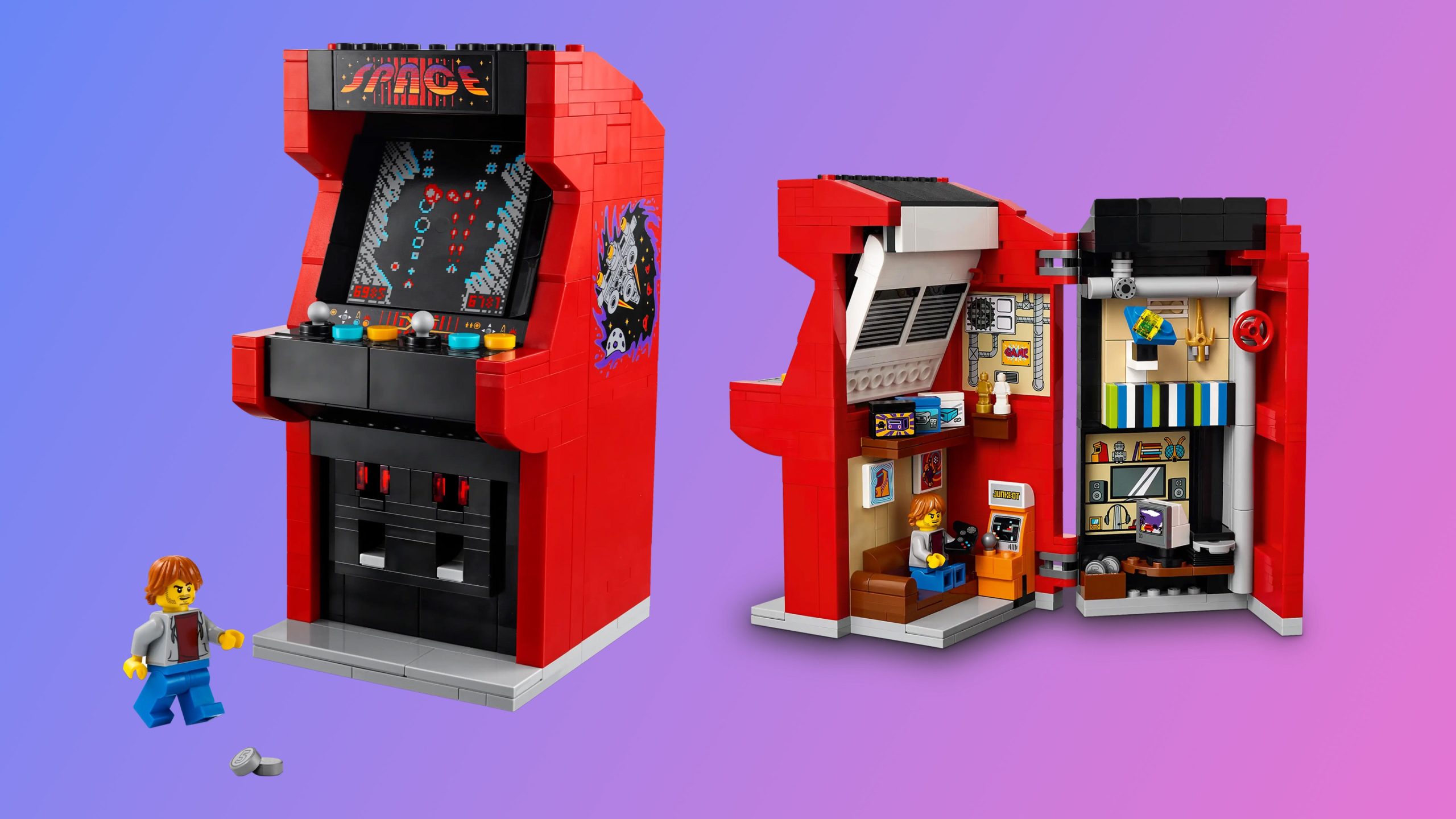 LEGO lancia un cabinato arcade da aprire: ha una stanza segreta piena di dettagli nerd